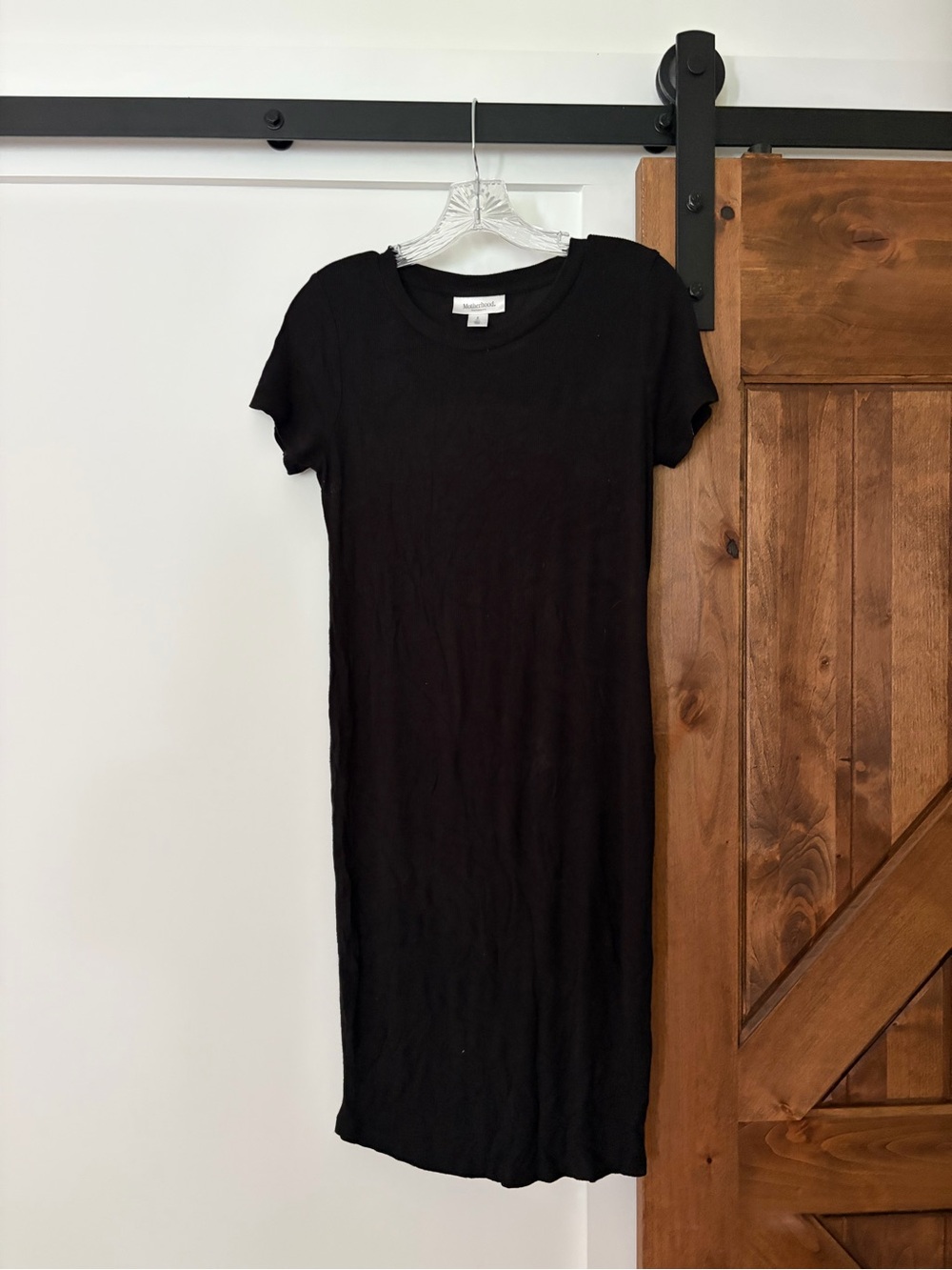 motherhood maternity stretchy rib knit black dress